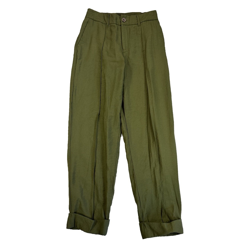 A New Day Women's 6 Green High Waisted Relaxed Trousers Y2K 90's Preppy Urban